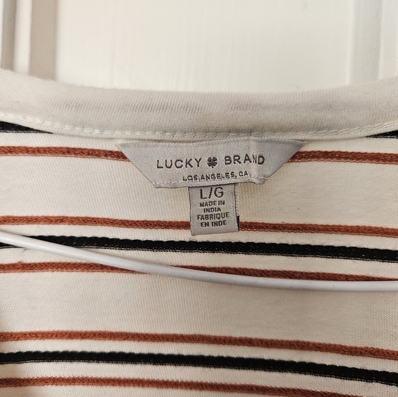 Lucky Brand Short Sleeved Tie Stripped Casual Shirt - Size L - Picture 3 of 8